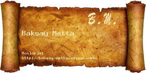 Baksay Metta névjegykártya